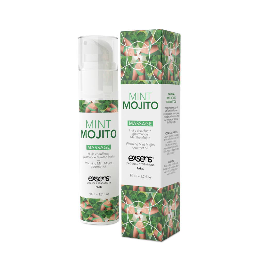 Зігрівальна масажна олія з ароматом м'яти EXSENS Mojito, 50 мл.