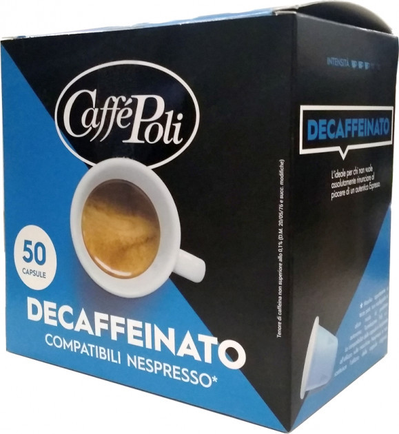 Кава в капсулах Caffe Poli Nespresso Decaffeinato 50 шт Італія Неспресо без кофеїну