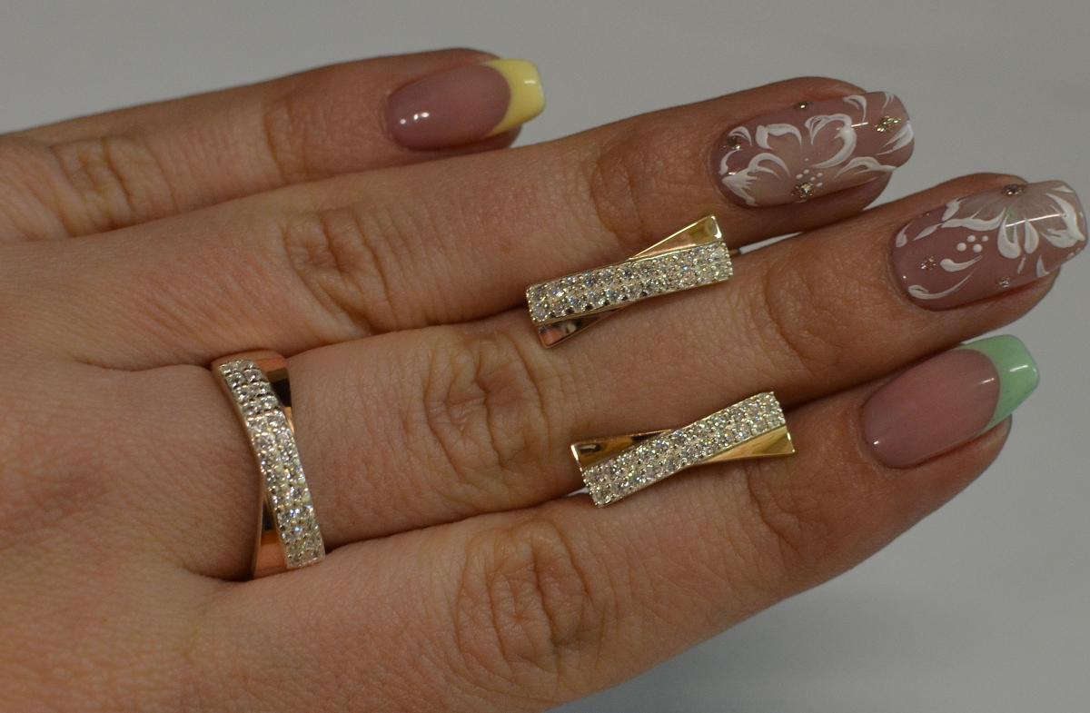 Срібний набір з золотими вставками, фото 1