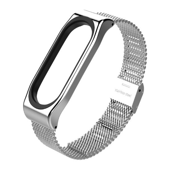 Ремінець Xiaomi Mi Band 4 / 3 MiJobs Milanese миланська петля на застібці металевий Срібний 1699P