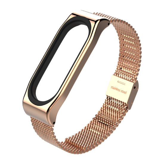 Ремінець Xiaomi Mi Band 4 / 3 MiJobs Milanese миланська петля на застібці металевий Золотий / Рожевий 1699P