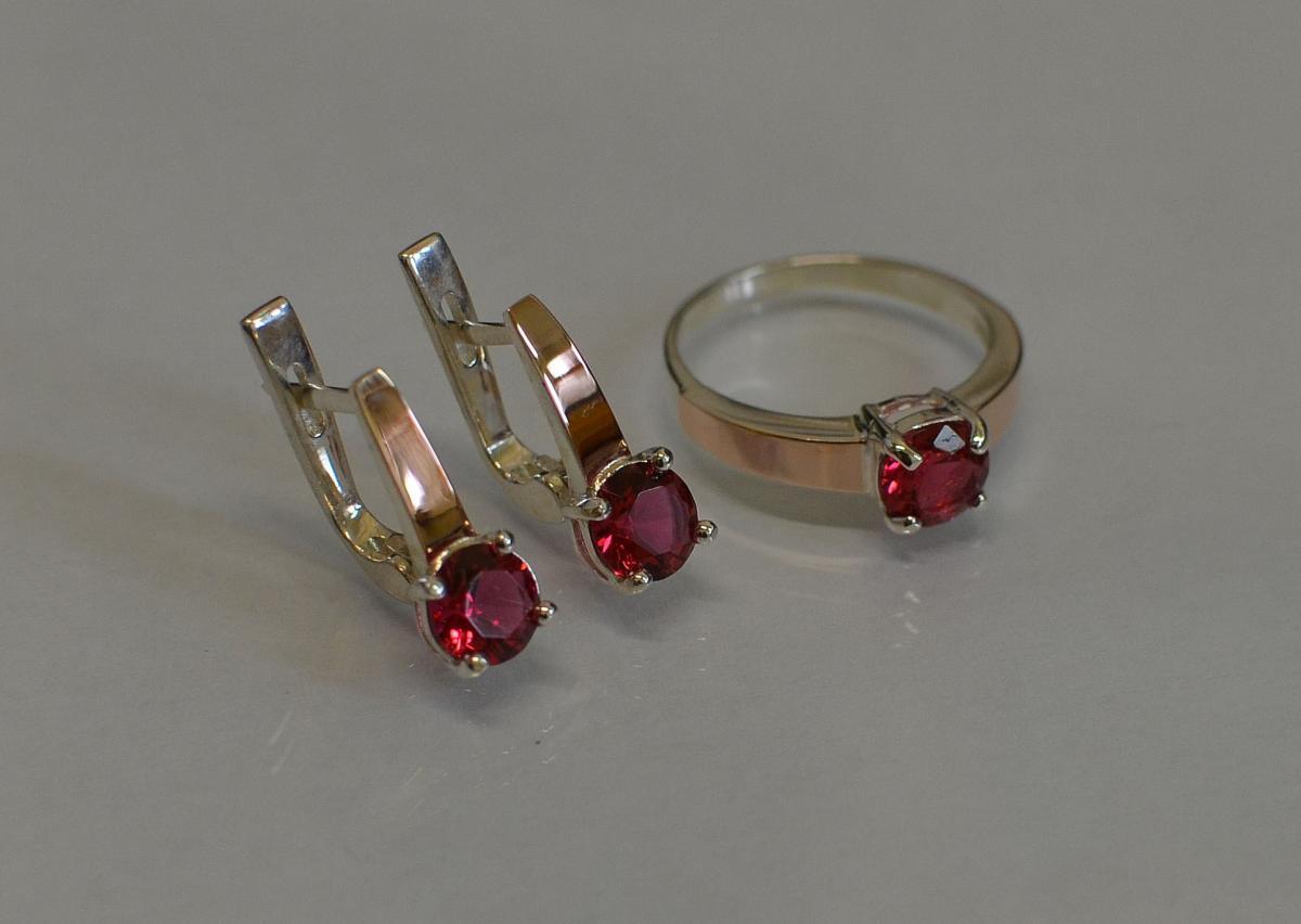 Срібний набір з золотими вставками, фото 1