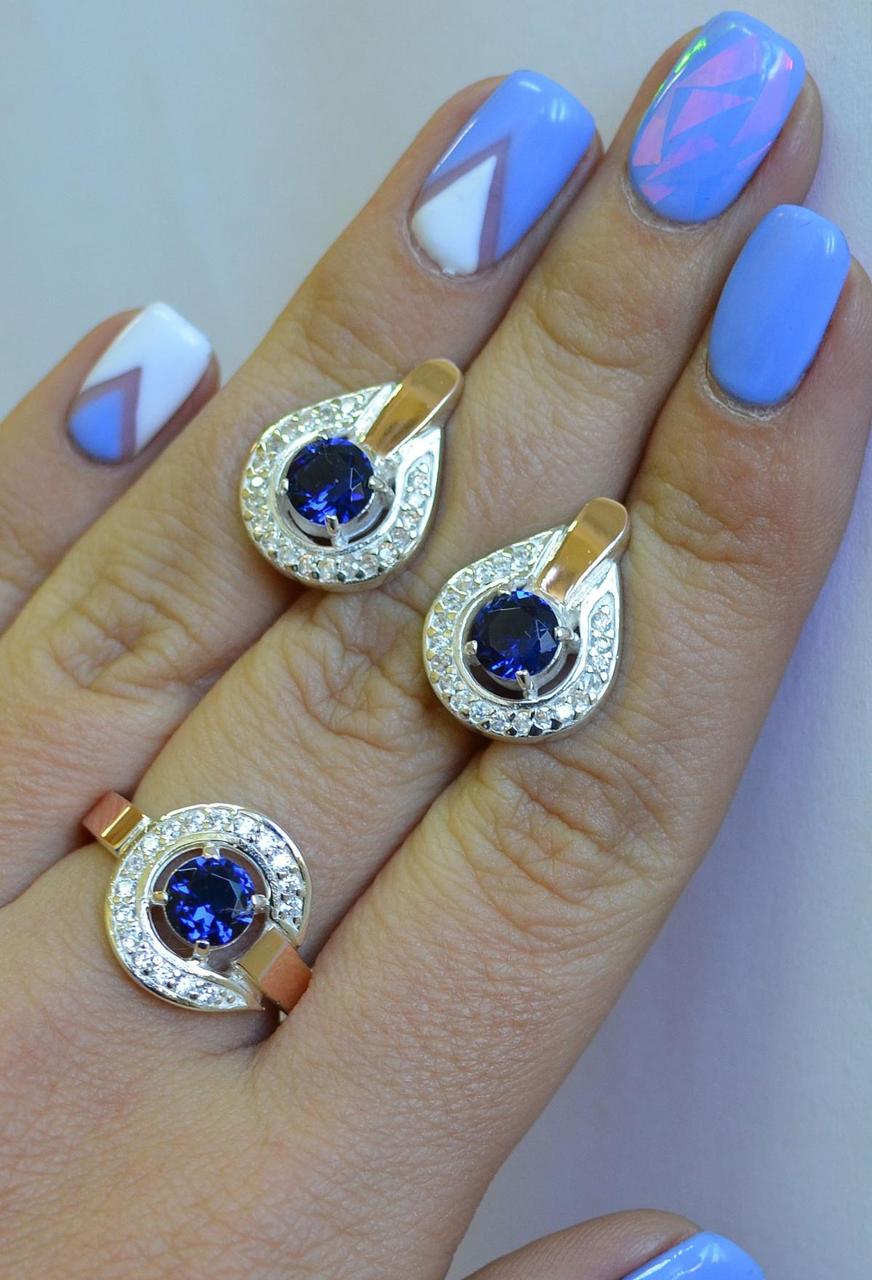 Срібний набір з золотими вставками, фото 1