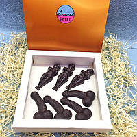 Подарочный Набор Шоколадный Член и Шоколадная Девушка БЕЗ сахара ( 7 штук в коробке ) Шоколадный пенис