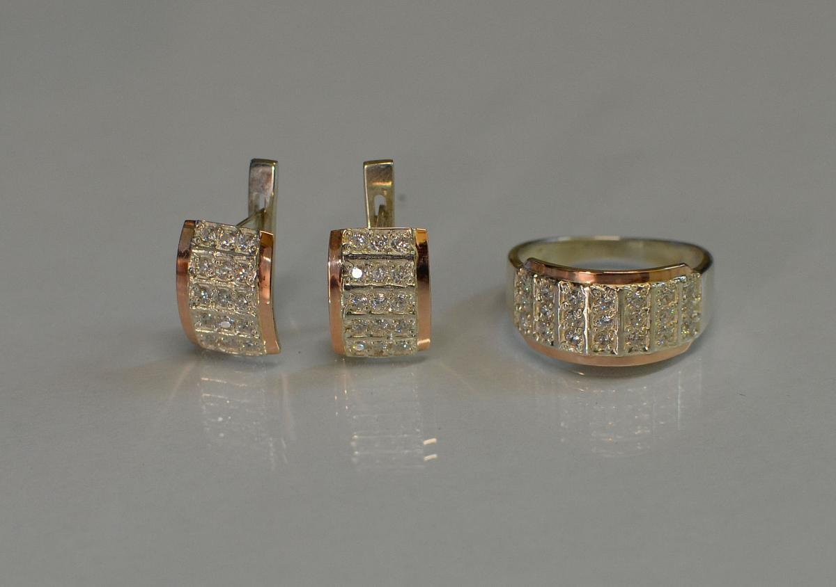 Срібний набір з золотими вставками, фото 1