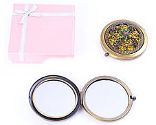 Косметичне дзеркальце кишенькове в подарунковій коробочці 7006-9 в іспанському стилі, фото 2