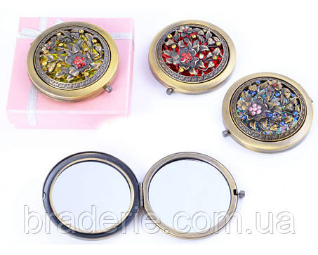 Косметичне дзеркальце кишенькове в подарунковій коробочці 7006-9 в іспанському стилі, фото 1