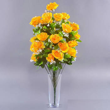 Троянда розкрита з гіпсофом С-26В/36 (6 шт./ пак.) продається упаковкою Штучні квіти оптом