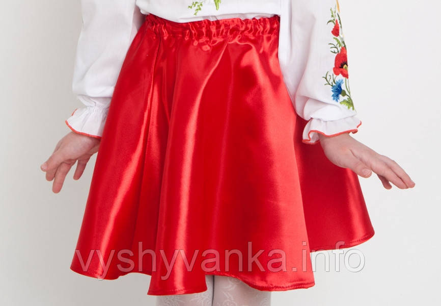 Червона атласна спідниця дитяча, арт. 0097, фото 1