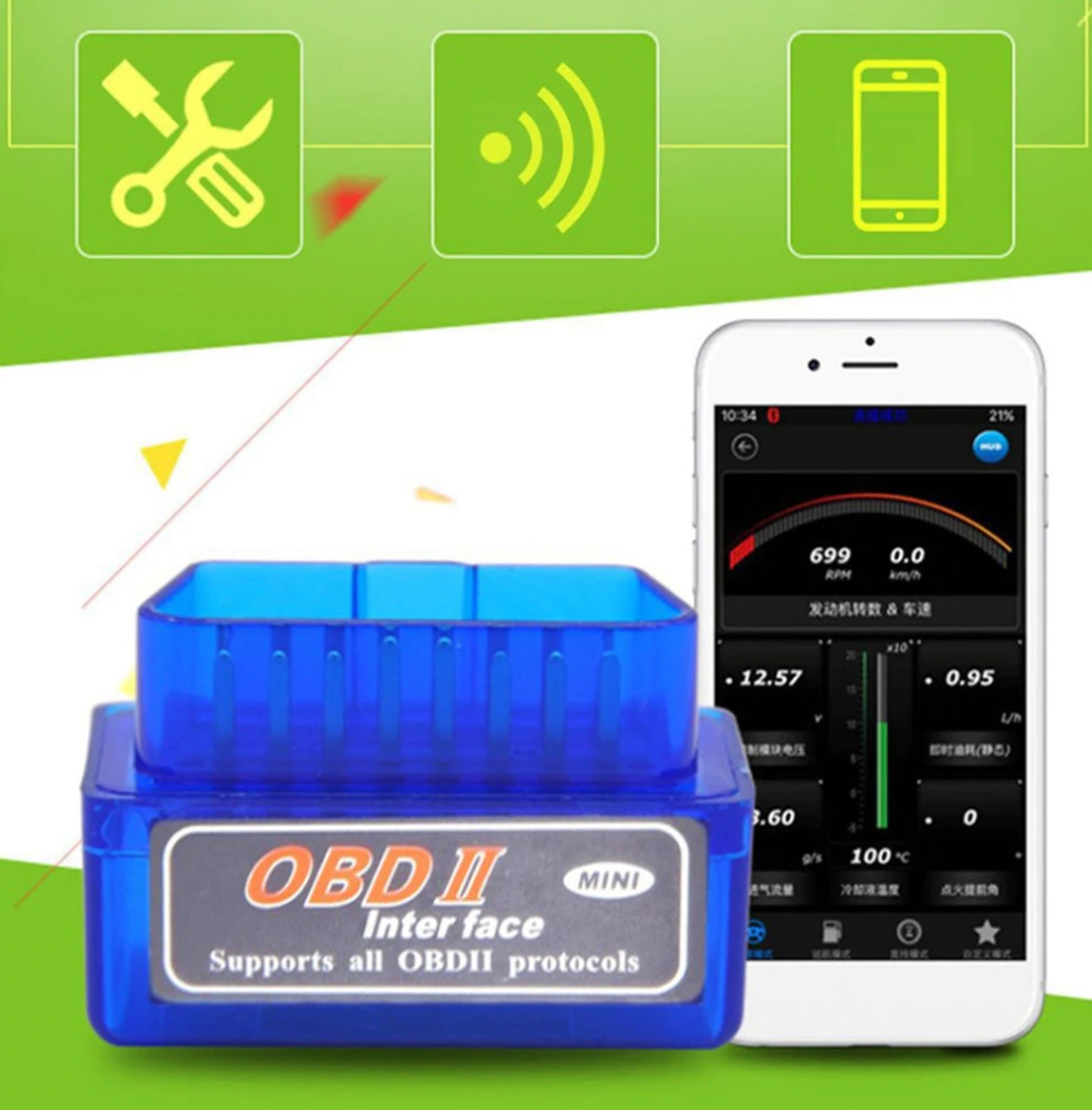 ELM327 OBD2 Bluetooth сканер диагностики авто Blue (2713) - фото 5 - id-p526865587