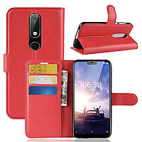 Чохол для Nokia 6.1 Plus / Nokia X6 / TA-1116 5.8" книжка PU-Шкіра червоний