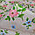 Рогожка набивна купон гілочки шипшини квітучі на бежево-сірому тлі, ш.150, фото 2