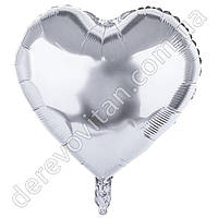 Повітряна/гелієва куля "Серце", срібло, 18 дюймів (45 см)