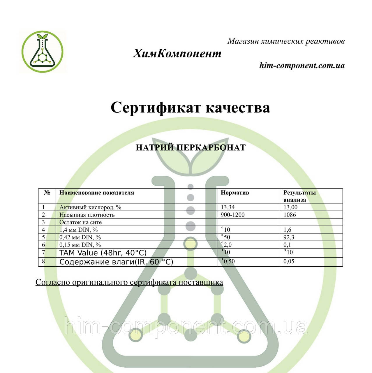 Хим-компонент магазин реактивов предлагает Перкарбонат натрия 1кг ...