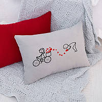 Подушка для влюбленных «Велосипед» флок