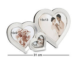 Весільна фоторамка "Серце" на 3 фото CHK-039