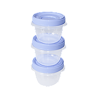 Набор контейнеров Омега 0,285 л для пищевых продуктов - 3шт Прозрачный / Голубой