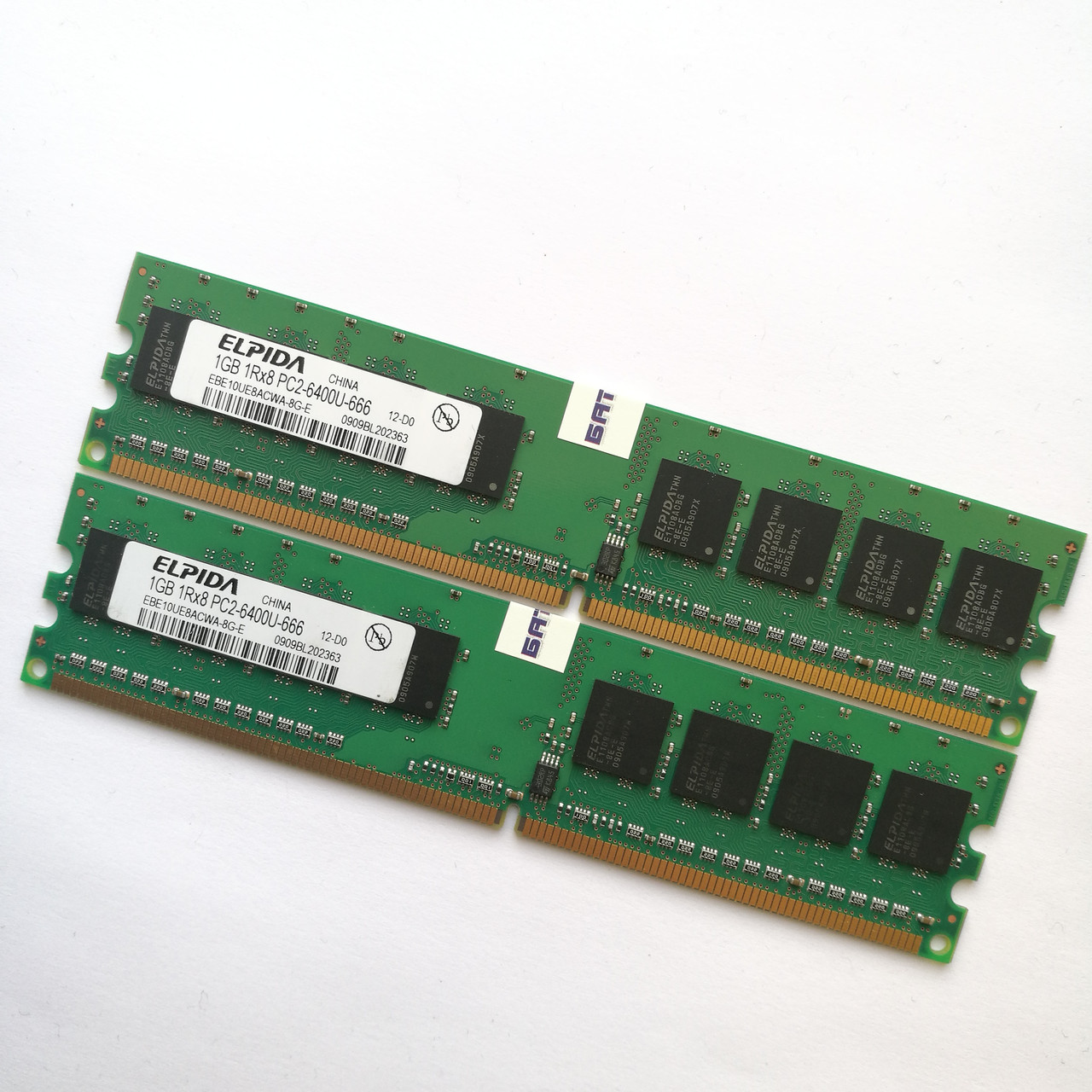 Комплект оперативной памяти Elpida DDR2 2Gb (1Gb+1Gb) 800MHz PC2 6400U CL6 (EBE10UE8ACWA-8G-E) Б/У
