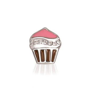 Срібний кулон тістечко з кольоровою емаллю та білими фіанітами