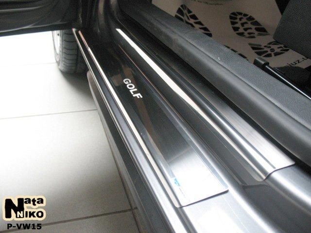 Накладки на пороги Volkswagen Golf VI 5D 2008- premium NataNiko