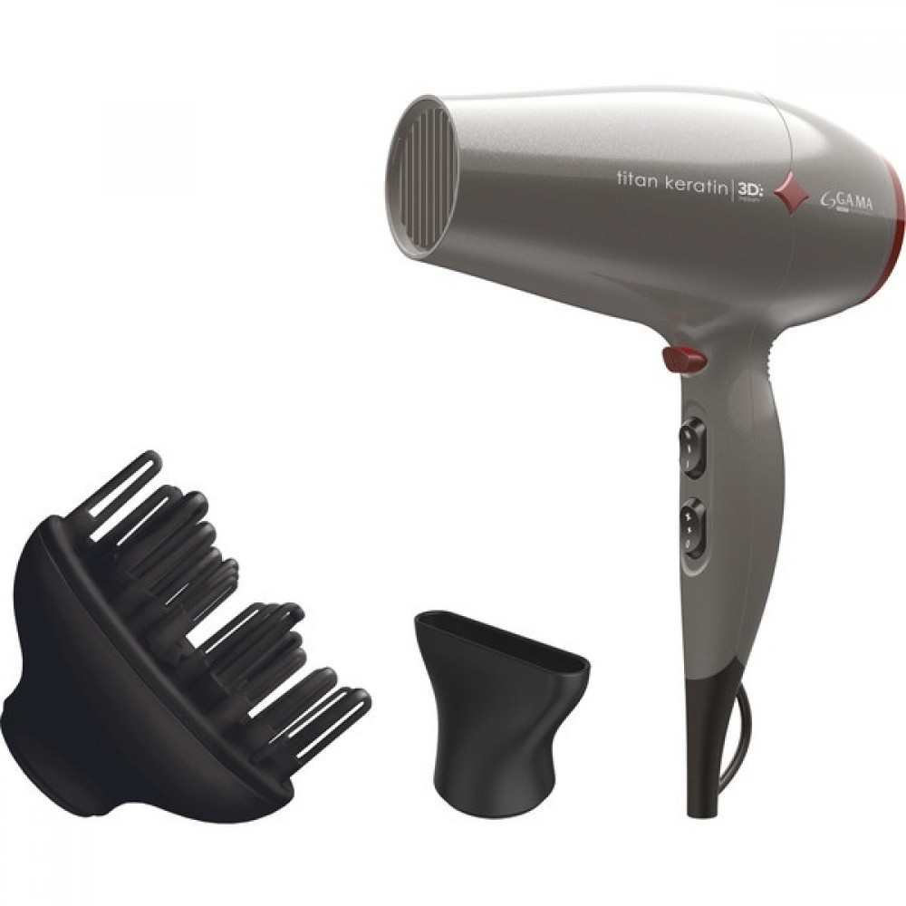 Фен для волосся з іонізацією і дифузором Ga.Ma Titan Keratin Diamond 3D 2300 Вт GH0303