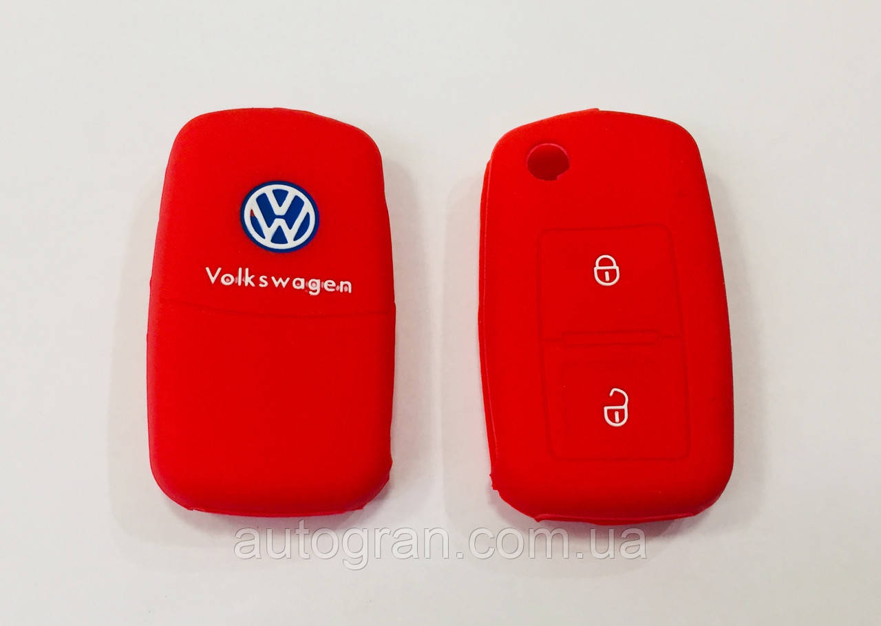 Силіконовий чохол на ключ 2 кнопки Volkswagen червоний