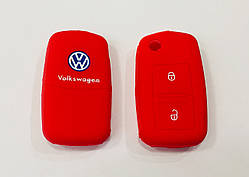 Силіконовий чохол на ключ 2 кнопки Volkswagen червоний