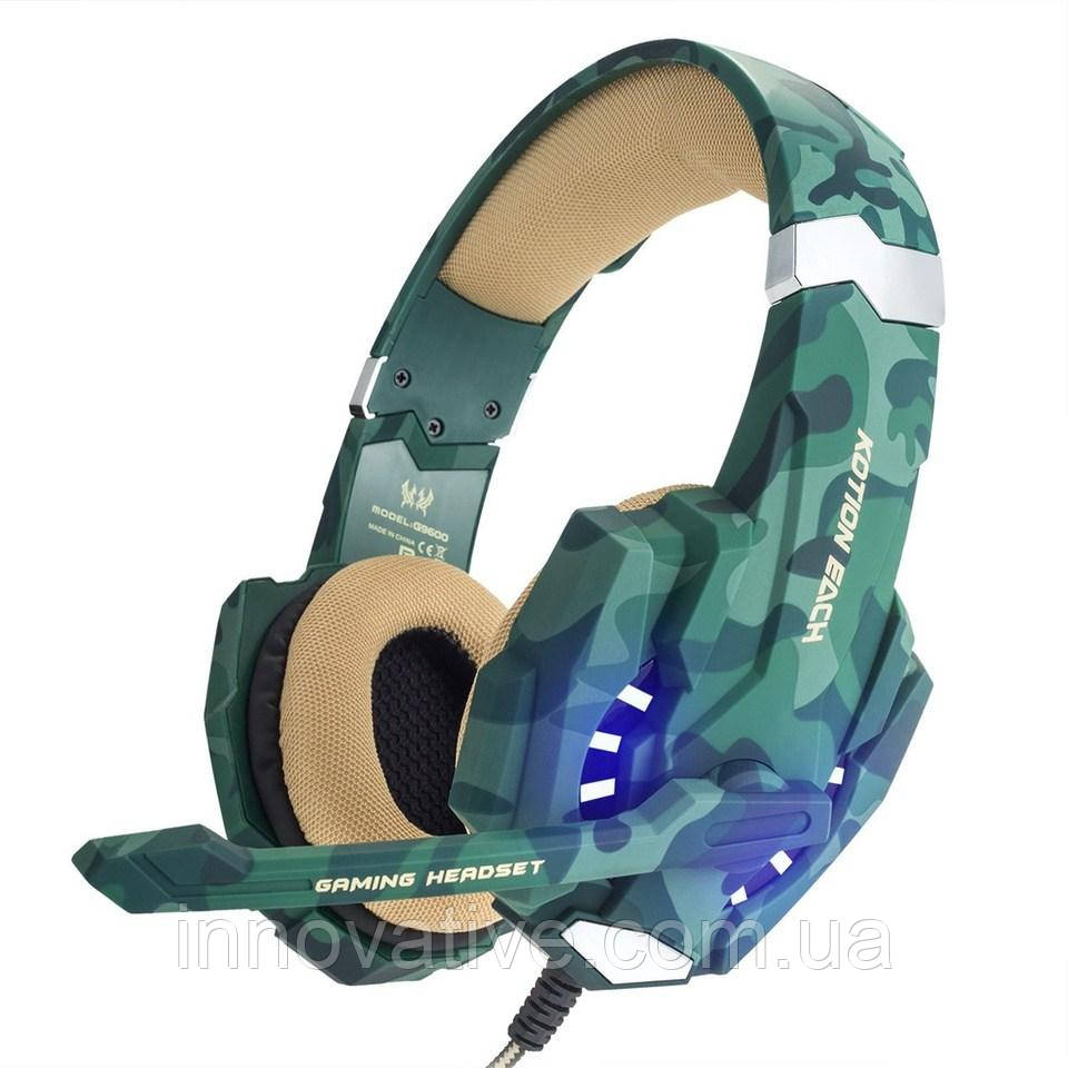 Геймерські навушники Kotion Each G9600 з підсвіткою (Хакі)