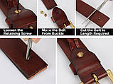 Шкіряний ремінь чоловічий з натуральної шкіри. Чоловічий ремінь пояс для джинсів DINISITON Коричневий, фото 8