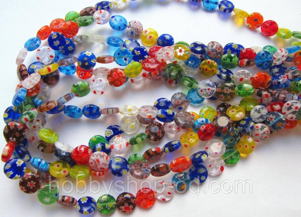 Бусини Милефіорі Таблетка 10 мм (35 шт.), фото 1