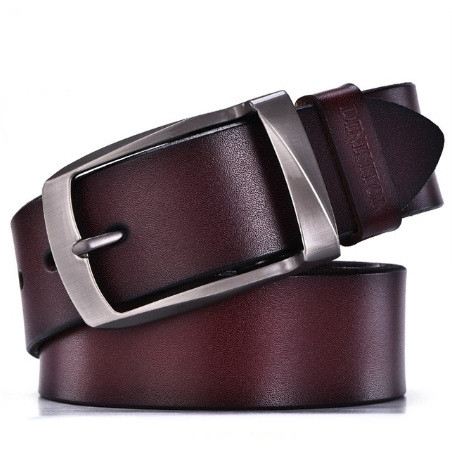 Шкіряний ремінь чоловічий з натуральної шкіри. Чоловічий ремінь пояс для джинсів DINISITON Коричневий, фото 1