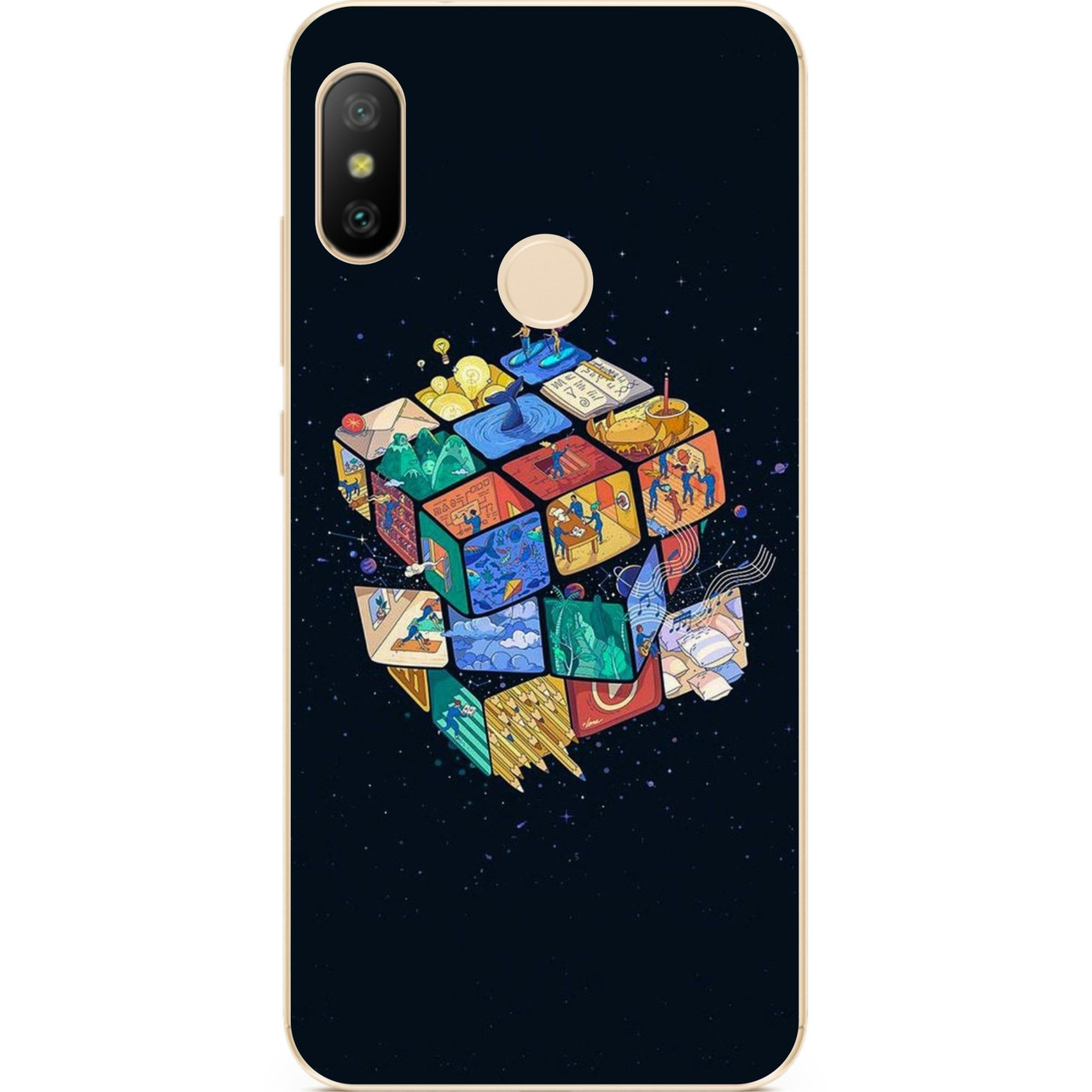 Бампер силіконовий для Huawei P20 Lite з малюнком Кубик Рубіка