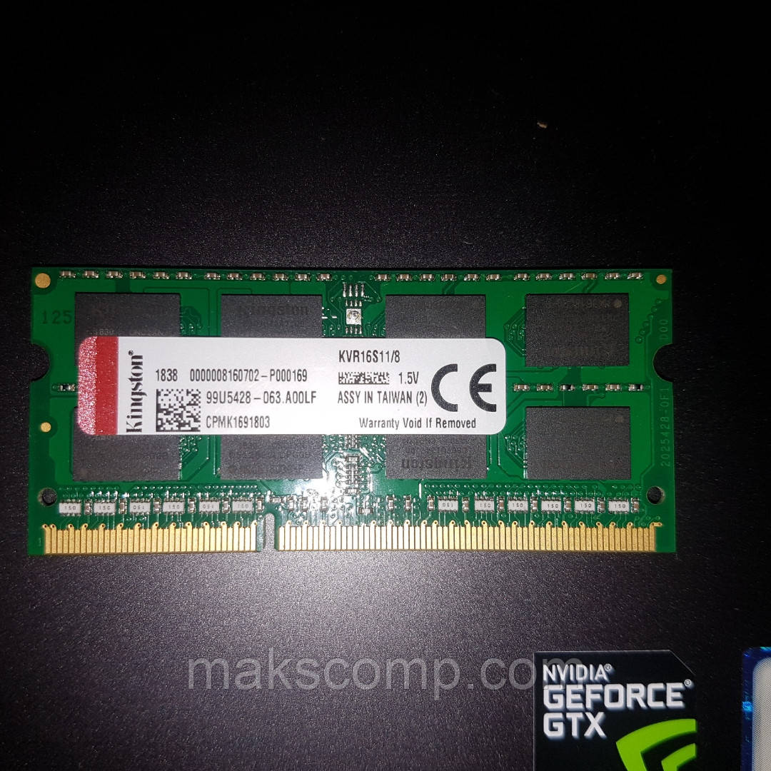 Пам'ять Kingston 8Gb So-DIMM PC3-12800 DDR3-1600 1.5 v (KVR16S11/8)