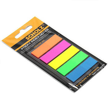 Закладки-індекси липкі пластик 5кол.*20арк 1,2*4,4см Scholz 8070