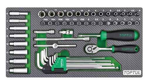 Набір інструменту комбінований 1/4" 50ед. (в ложементі) Toptul GEA5004