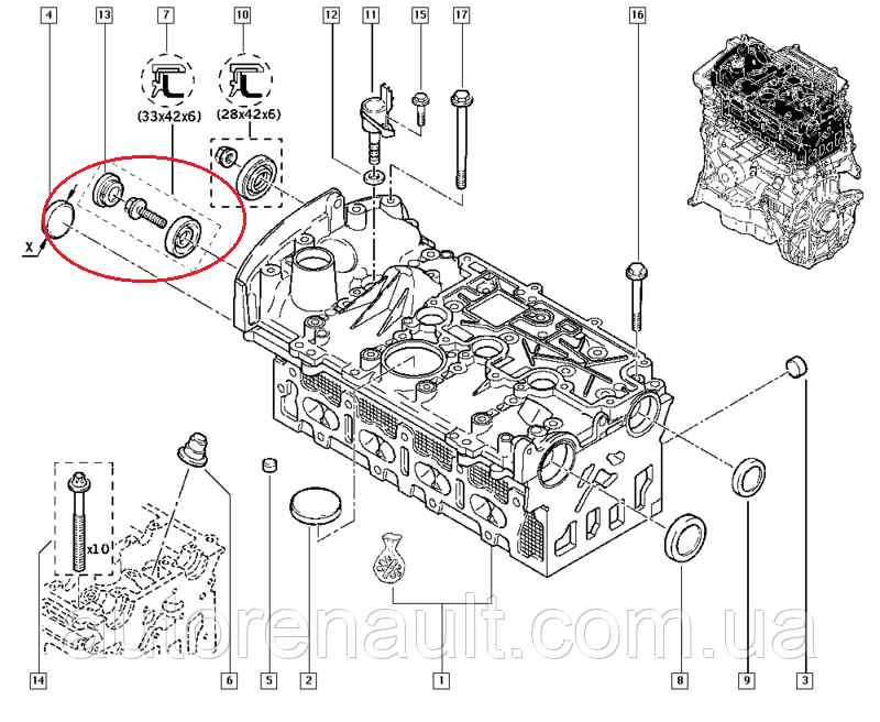 Сальник розподвалу (переднього) на Рено Меган 2 1.6 i/1.6 i 16v ...