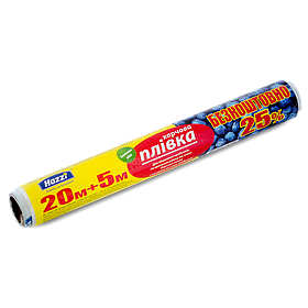 Харчова стретч плівка для пакування, обгортання та зберігання продуктів 300 мм * 20 + 5 метрів Hozzi