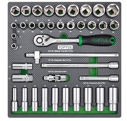 Набір інструменту 1/2" 39ед. (в ложементі) Toptul GEC3901, фото 1