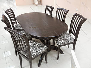 Стіл обідній овальний розкладний на двох ніжках Оскар (Версаче) Мікс меблі, колір темний горіх, фото 1