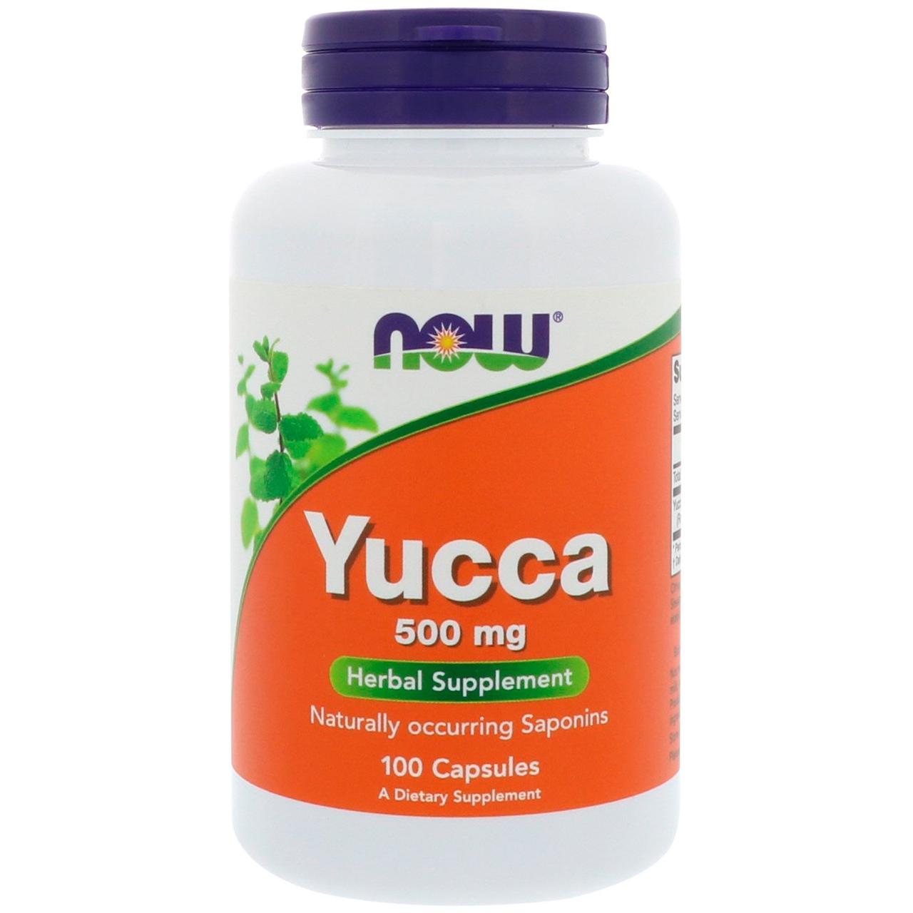 Юка, Now Foods, Yucca, 500 мг, 100 капсул