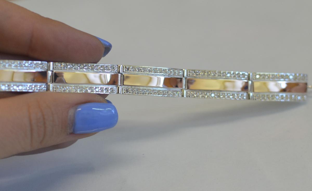 Срібний браслет з вставками з золота 16 см, фото 1