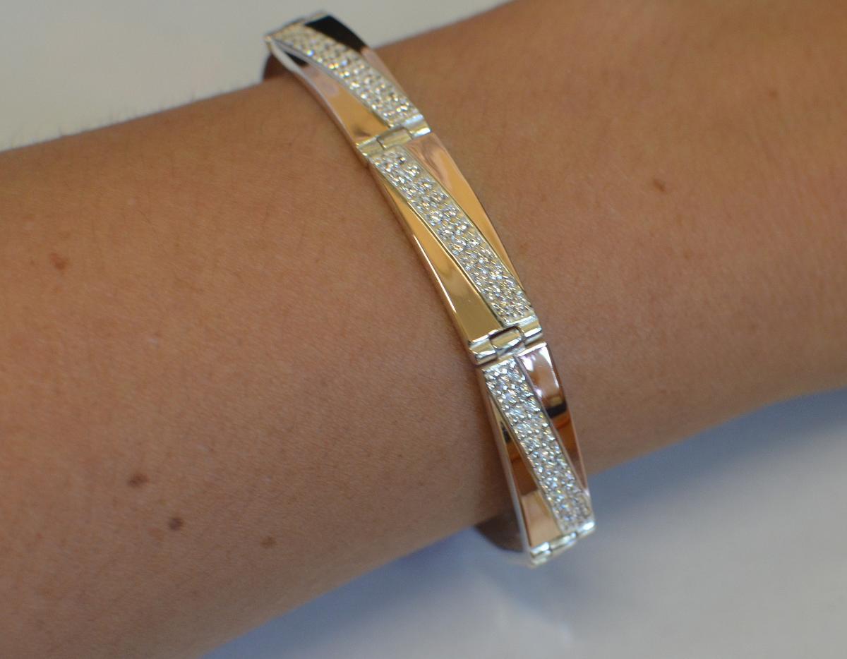 Срібний браслет зі вставками з золота 15.5 см, фото 1