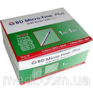 Інсуліновий Шприц BD Micro-Fine+ 1 мл U-40 0,3 х(30G) х8мм