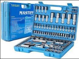 НАБІР КЛЮЧЕЙ З ТРИЩОТКАМИ ГОЛОВОК MASTIF 108 ЕД. ПОЛЬША MASTIFF