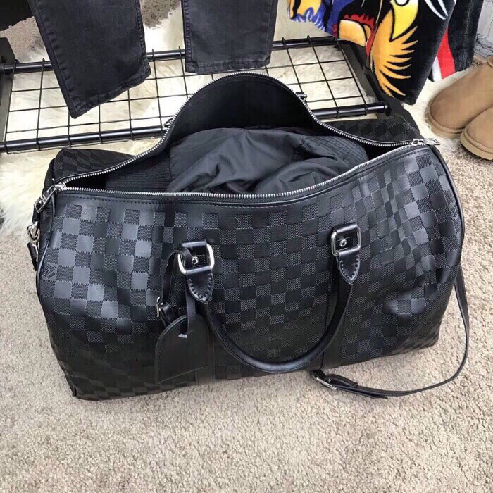 Дорожня Сумка ручна поклажа чорна, Keepall Damier Infini, фото 1