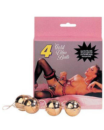 Вагінальні кульки 4 GOLD VIBRO BALLS, 3,5 см , фото 2