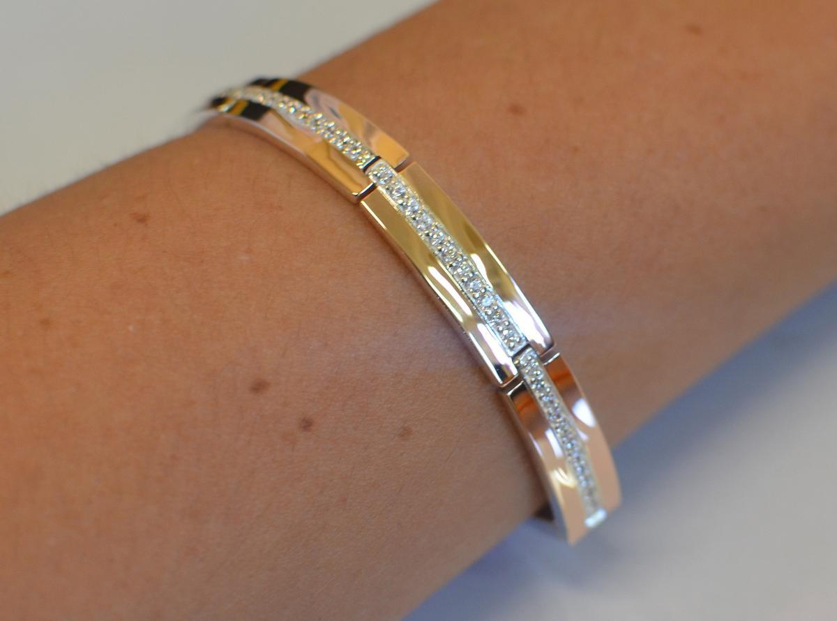 Срібний браслет зі вставками з золота 15.5 см, фото 1