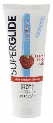 Орально-вагінальне їстівне мастило на водній основі зі смаком малини Superglide Raspberry, 75 мл , фото 2