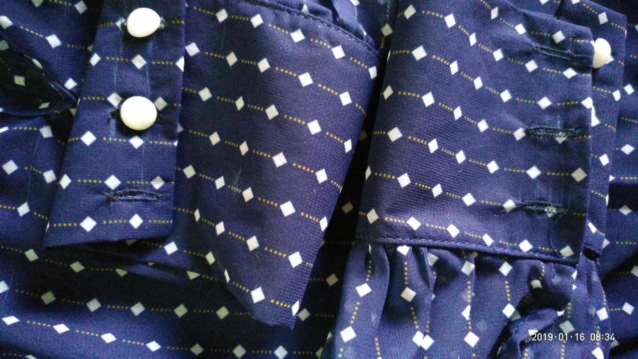 УЦЕНКА! Блуза шифон в мелкий ромб на подкладке прозрачный рукав с манжетом - фото 4 - id-p866242654