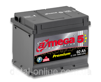 6СТ-60-А3 Акумулятор a mega BATTERIES Premium + ліворуч, фото 1